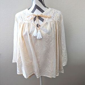Shabby Chic Embroidered Cotton Blouse